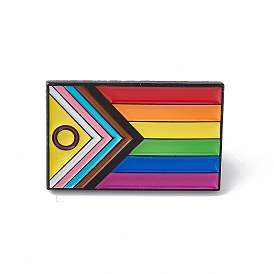 Цвет радуги флаг гордости прямоугольник эмалированная булавка, брошь из черного сплава для электрофореза для рюкзака, одежды