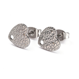 Ионное покрытие (ip) 304 детали серьги-гвоздики из нержавеющей стали, с ушными гайками / серьгами и отверстием, текстурированная форма сердца с рыбьей чешуей