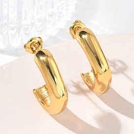 304 серьги-гвоздики из нержавеющей стали для женщин, полукруглый, ионное покрытие (ip)