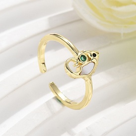 Манжеты из латуни с микро паве кубический цирконий для женщин, без кадмия и без свинца, морской конек, с оболочкой