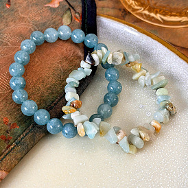 Браслеты из натуральных окрашенных драгоценных камней, эластичные браслеты для женщин