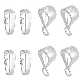 Наборы для подвесных петель, в комплекте 4 шт. 925 застежки-кнопки из стерлингового серебра, с печатью 925, 4шт. серебряные трубчатые держатели