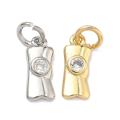 Латунные микропаве прозрачные кубические циркониевые подвески, прямоугольник амулеты, долговечный, стойки покрытие, без свинца и без кадмия