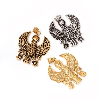 304 Stainless Steel Pendants, Eagle with Ankh Cross
