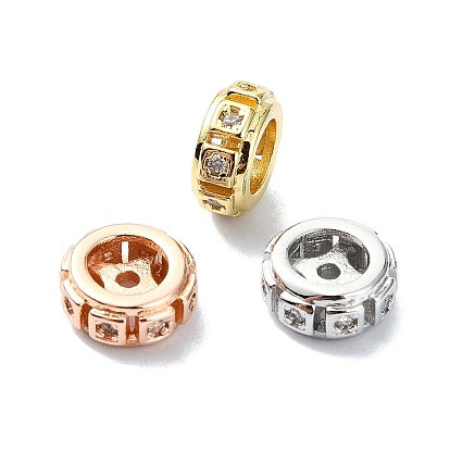 Покрытие стойки латунь микропаве прозрачные кубические циркониевые бусины, долговечный, без свинца и без кадмия, плоско-круглые