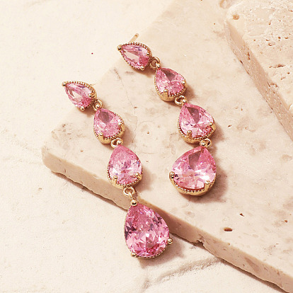 Французские романтические серьги-гвоздики в форме слезы из латуни со стразами для женщин, модно и элегантно