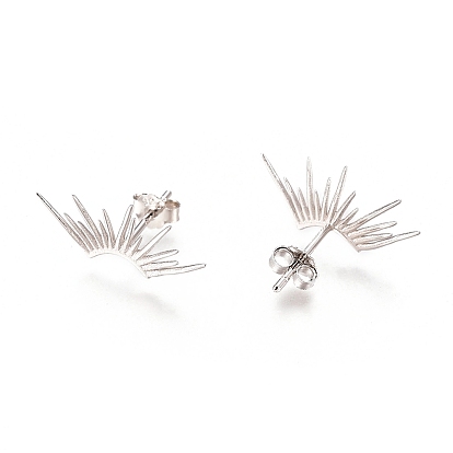 925 Sterling Silver Stud Earrings, with S925 Stamp, with Ear Nuts