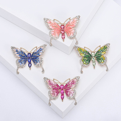 Elegant Alloy Diamond Enamel Oil Drop Butterfly Brooch Fashion Accessory