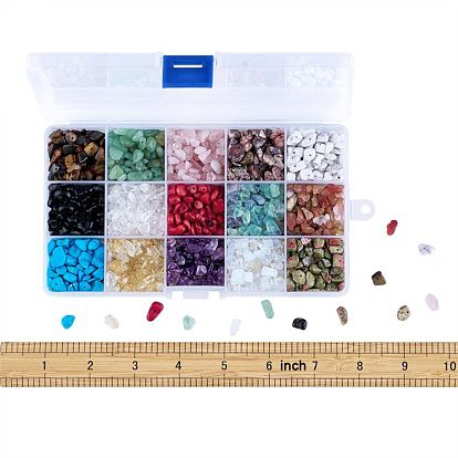 Mixed Natural & Synthetic Gemstone Beads, Chip, 5~8x5~8mm, Hole: 1mm