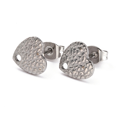 Ионное покрытие (ip) 304 детали серьги-гвоздики из нержавеющей стали, с ушными гайками / серьгами и отверстием, текстурированная форма сердца с рыбьей чешуей