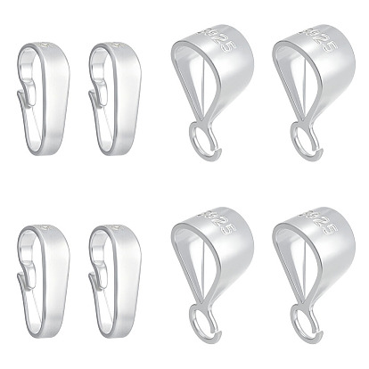 Наборы для подвесных петель, в комплекте 4 шт. 925 застежки-кнопки из стерлингового серебра, с печатью 925, 4шт. серебряные трубчатые держатели