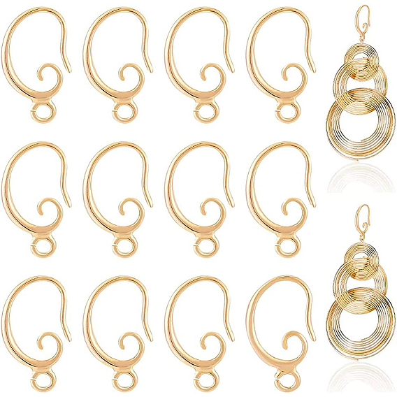 30 шт латунные серьги крючки, с горизонтальными петлями, без никеля 