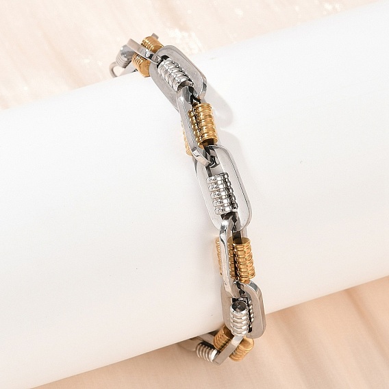 201 женские витые браслеты-цепочки из нержавеющей стали, с 304 застежкой из нержавеющей стали, ионное покрытие (ip)