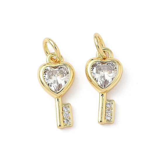 Латунные микро проложить кубического циркония подвески, Брелоки для ключей, с целью перехода в кольце, без свинца и без кадмия, долговечный, реальный 18 k позолоченный, стойки покрытие