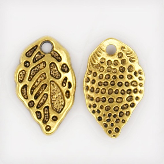 Подвески в тибетском стиле , без свинца и без кадмия, лист, 10x16x2 мм, отверстие : 1.5 мм