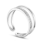 SHEGRACE Charming Micro Pave AAA Cubic Zirconia 925 Sterling Silver Cuff Rings, Open Rings, Double Bands, 17mm