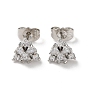 Brass Rhinestone Stud Earrings, Triangle