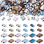 480Pcs 12 Styles Electroplated Synthetic Non-magnetic Hematite Beads, Rectangle and Square, 2-Hole