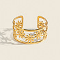 304 Stainless Steel Vintage Daisy Flower Hollow Open Cuff Bangles for Women