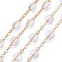 Brass Cable Chains, with Acrylic Heart, Unwelded, Light Gold