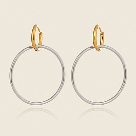 Двухцветные серьги-кольца из нержавеющей стали