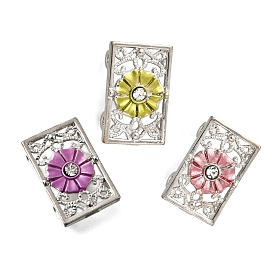 Латунный хрустальный стразы прямоугольник с цветочными многорядными звеньями, Эмаль стиле, без кадмия и без свинца, стойки покрытие, платина