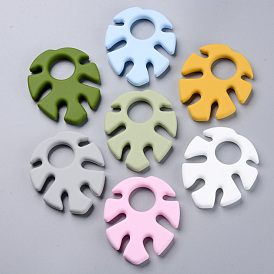 Food Grade Eco-Friendly Silicone Big Pendants, Leaf