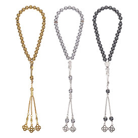 3шт. 3 браслеты с подвесками из сплава и узлами разных цветов, Женские браслеты из синтетического немагнитного гематита с круглыми бусинами