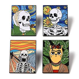 Black Alloy Brooches, Halloween Skeleton Enamel Pins