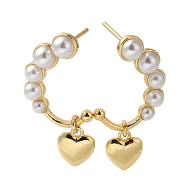 Rack Plating Brass Dangle Earrings, with ABS Plastic Imitation Pearl, Lead Free & Cadmium Free, Long-Lasting Plated