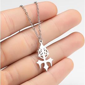 Pentagram Satanic Gothic Necklace Cross Pendant Collarbone Chain for Summer Fashion