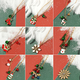 Christmas Snowman Bell Lock Collarbone Chain Long Sweater Chain Female