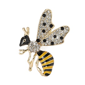 Personality Alloy Rhinestone Bee Brooch, Exquisite Lapel Pin for Men and Women Suit Shirt