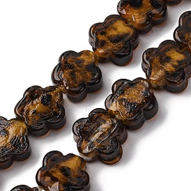 Ручной золотой песок бусины бисер нитей, цветок с леопардовым принтом