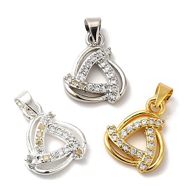 Brass Cubic Zirconia Pendant, Long-Lasting Plated, Lead Free & Cadmium Free, Triangle