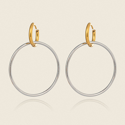 Двухцветные серьги-кольца из нержавеющей стали