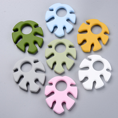 Food Grade Eco-Friendly Silicone Big Pendants, Leaf