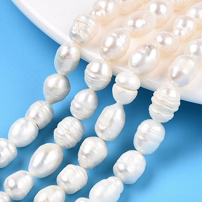 Natural Cultured Freshwater Pearl Beads Strands, Baroque Keshi Pearl Rice Beads