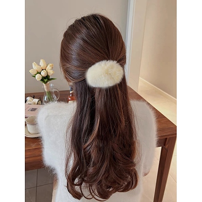 Plush French Barrettes, Wide Curved Ponytail Holder for Women Thick Hair