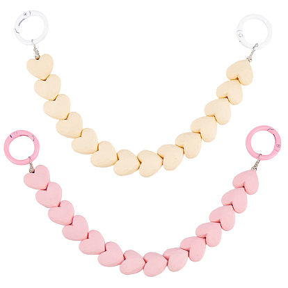 2 шт. 2 цвета пластиковые цепочки для сумок с бусинами в форме сердца и застежками-железными кольцами, принадлежности для изготовления кошельков