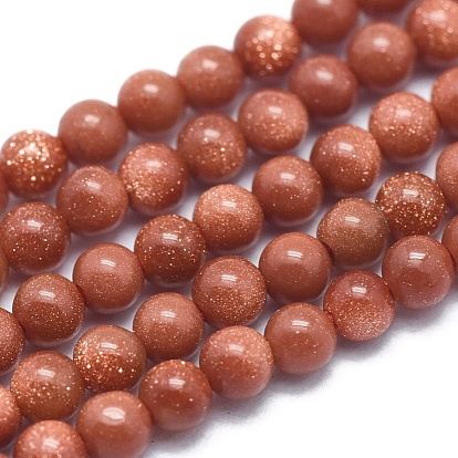 Synthétiques perles goldstone brins, ronde