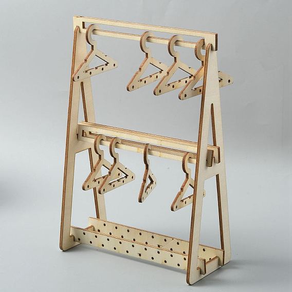 Вешалка для сережек из дерева, вешалки для одежды в форме серьги-гвоздики держатель-органайзер, с мини-вешалками 8шт.