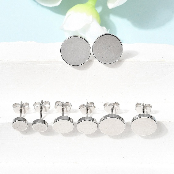 304 из нержавеющей стали серьги, плоско-круглые