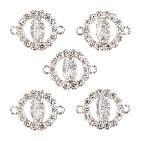 Плоские круглые подвески из сплава, религия дева мария ссылки, с кристально горный хрусталь, никель