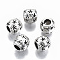 Tibetan Style Alloy European Beads, Barrel with Star, Cadmium Free & Lead Free