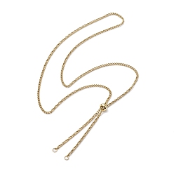 Adjustable 304 Stainless Steel Curb Chains Necklaces Making, with Slide Slider Beads