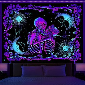 Tapiz para colgar en la pared trippy de poliéster con luz negra reactiva UV, para la decoración de la sala de estar del dormitorio, Rectángulo