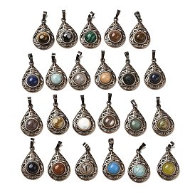 Gemstone Pendants, Brass Teardrop Charms, Red Copper, Lead Free & Cadmium Free