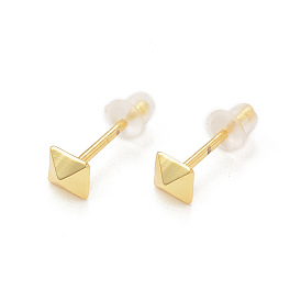 Rack Plating Brass Pyramid Stud Earrings for Women