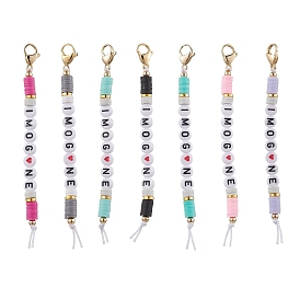 7шт. Буквы, акриловые и полимерные глиняные подвесные украшения, подвески с застежкой-клешней в виде лобстера для украшений сумок